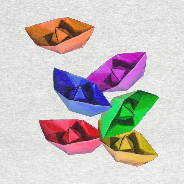 Bunch of colored paper boats by ABelloArt